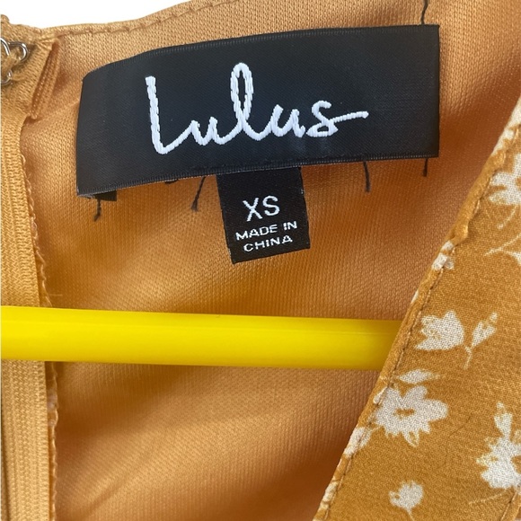 Lulus Dress After Bloom Delight Golden Yellow Floral High Low Mid XS - Picture 5 of 7